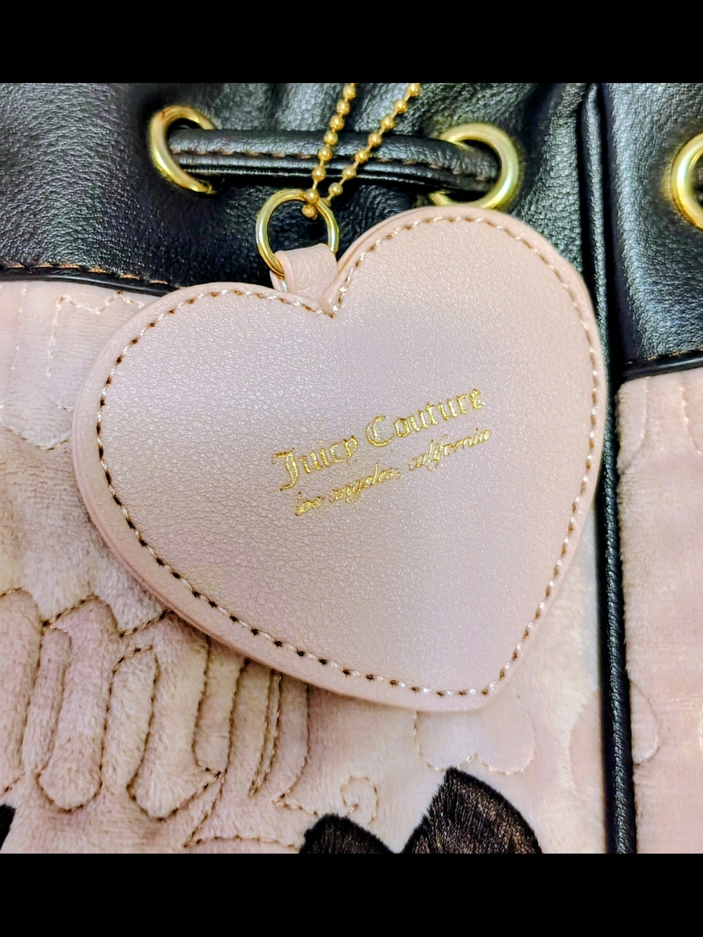 Juicy Couture Pink Quilted Tote with Brown Trim - Picture 6 of 6